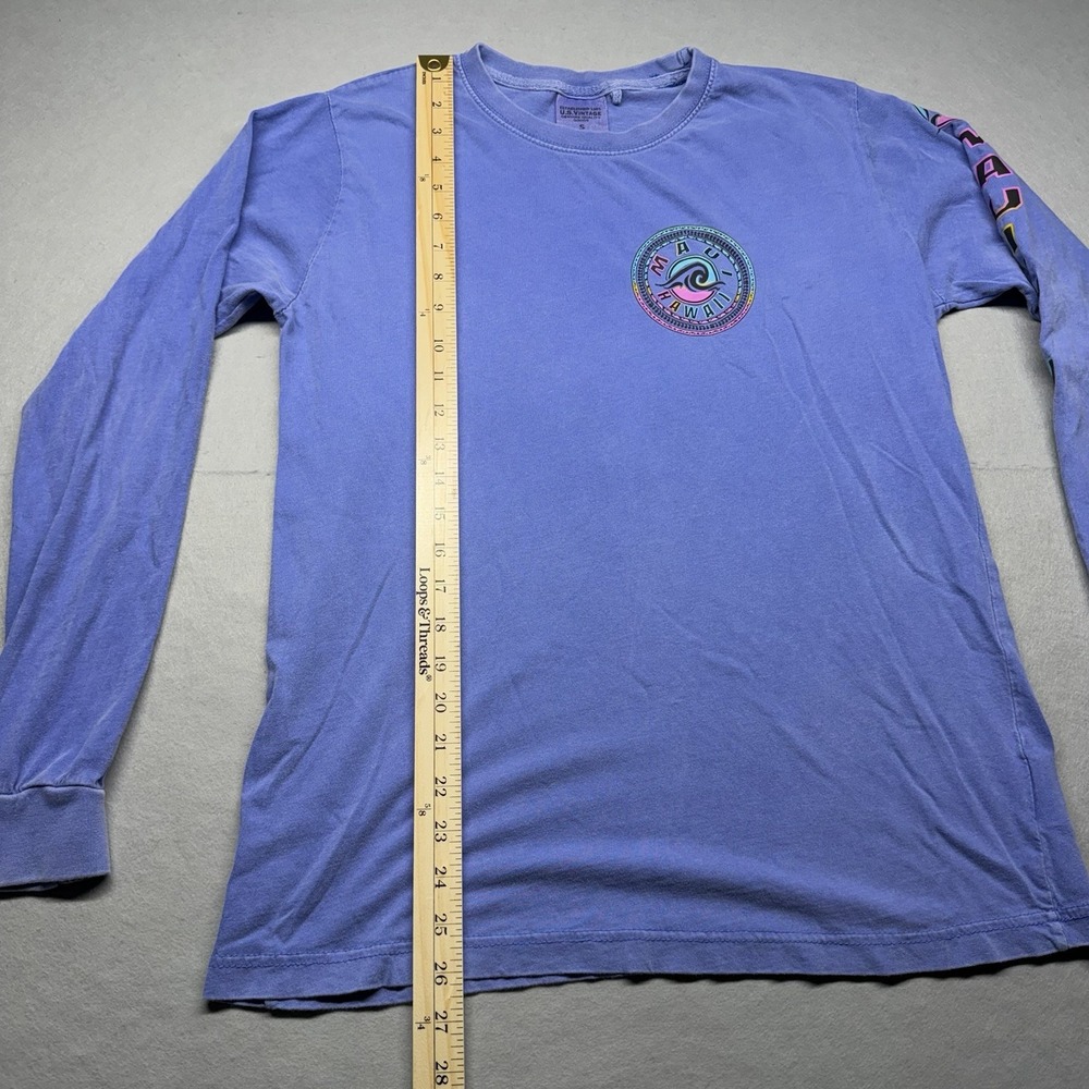 U.S Vintage Maui Hawaii Long Sleeve T-Shirt Size S Washed Blue - Picture 4 of 8